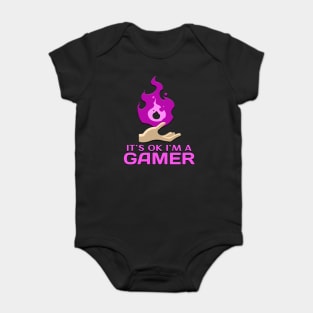 Its Ok Im A Gamer Pink Baby Bodysuit